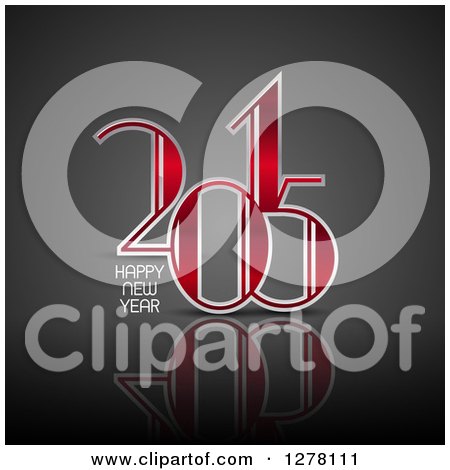 Clipart of a 2015 Happy New Year Greeting on Reflective Gray - Royalty Free Vector Illustration by KJ Pargeter