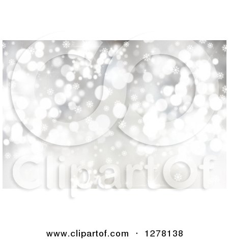 Clipart of a Christmas Background of Bokeh Flares and Snowflakes 2 - Royalty Free Illustration by KJ Pargeter