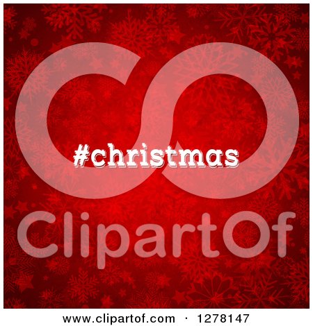 Clipart of a Hashtag Christmas Text over Red Snowflakes - Royalty Free Vector Illustration by KJ Pargeter
