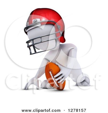 Clipart of a 3d White Man in Profile, Ready for Football Kick off - Royalty Free Illustration by KJ Pargeter