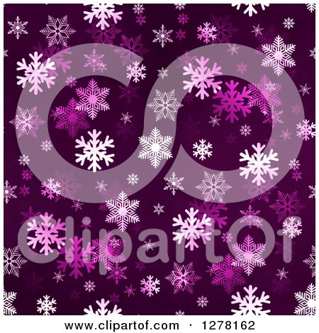 Clipart of a Seamless Christmas Background of White Winter Snowflakes on Dark Lilac - Royalty Free Illustration by oboy
