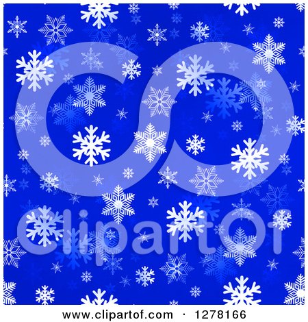 Clipart of a Seamless Christmas Background of White Winter Snowflakes on Blue - Royalty Free Illustration by oboy
