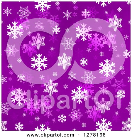 Clipart of a Seamless Christmas Background of White Winter Snowflakes on Lilac - Royalty Free Illustration by oboy