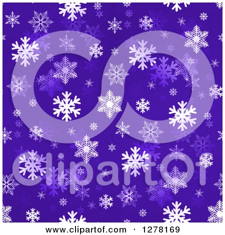 Clipart of a Seamless Christmas Background of White Winter Snowflakes on Dark Purple - Royalty Free Illustration by oboy