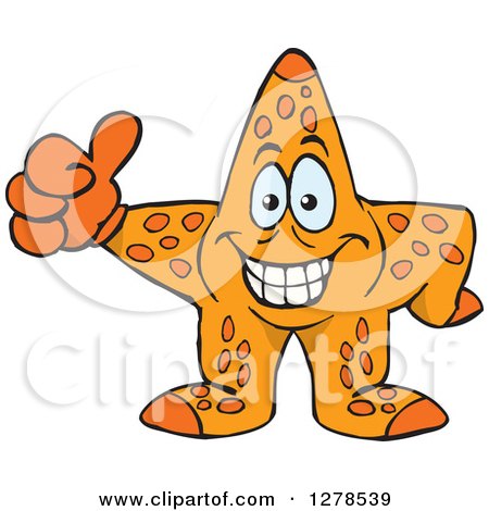 Clipart of a Happy Starfish Giving a Thumb up - Royalty Free Vector Illustration by Dennis Holmes Designs