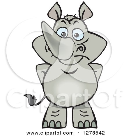 Clipart of a Happy Rhino Standing - Royalty Free Vector Illustration by Dennis Holmes Designs