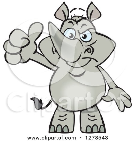 Clipart of a Happy Rhino Holding a Thumb up - Royalty Free Vector Illustration by Dennis Holmes Designs