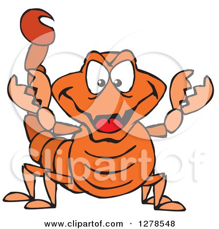 Clipart of a Grinning Orange Scorpion - Royalty Free Vector Illustration by Dennis Holmes Designs