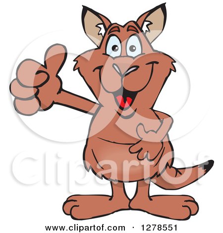 Clipart of a Happy Red Kangaroo Holding a Thumb up - Royalty Free Vector Illustration by Dennis Holmes Designs