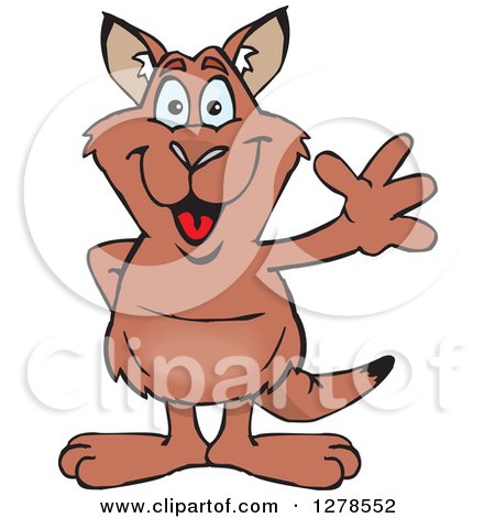 Clipart of a Happy Red Kangaroo Waving - Royalty Free Vector Illustration by Dennis Holmes Designs