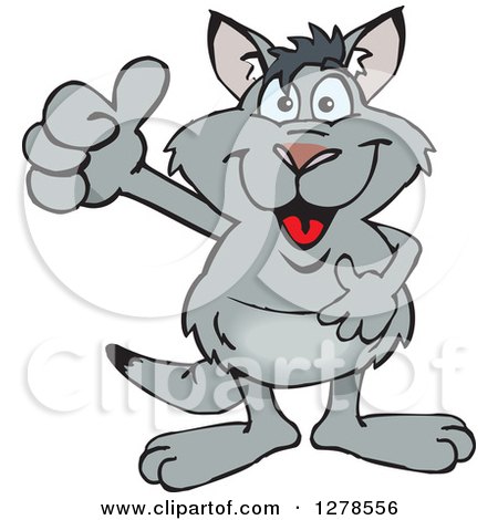 Clipart of a Happy Kangaroo Holding a Thumb up - Royalty Free Vector Illustration by Dennis Holmes Designs