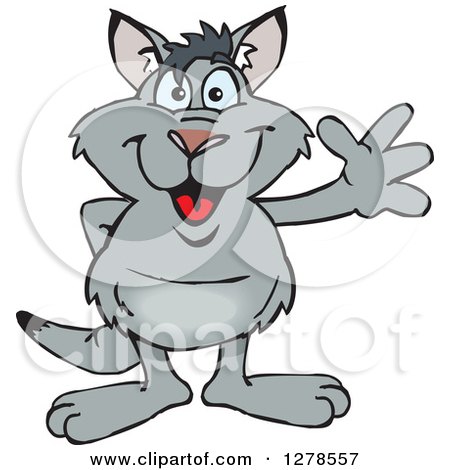 Clipart of a Happy Kangaroo Waving - Royalty Free Vector Illustration by Dennis Holmes Designs