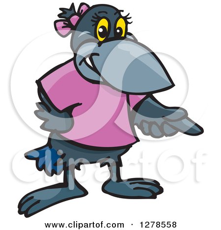 Clipart of a Crow Girl Pointing - Royalty Free Vector Illustration by Dennis Holmes Designs