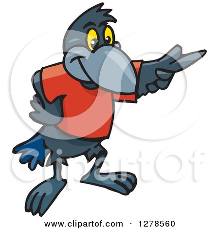 Clipart of a Crow Boy Pointing - Royalty Free Vector Illustration by Dennis Holmes Designs