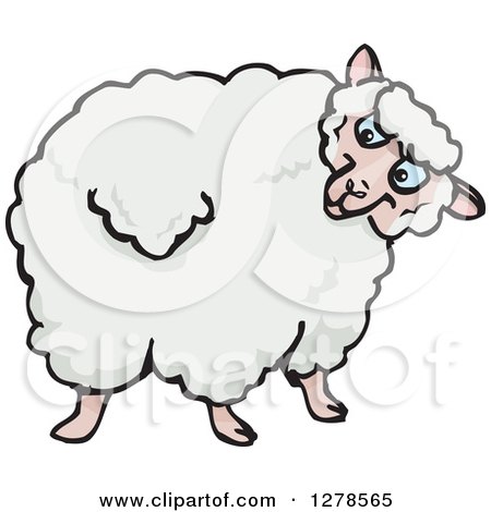 Clipart of a Sheep Looking Back - Royalty Free Vector Illustration by Dennis Holmes Designs