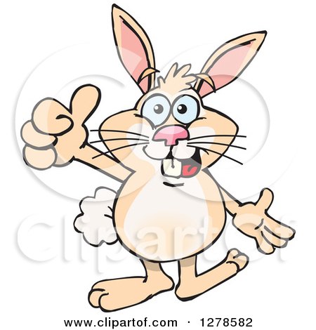 Clipart of a Happy Rabbit Holding a Thumb up - Royalty Free Vector Illustration by Dennis Holmes Designs