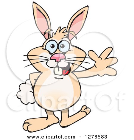 Clipart of a Happy Rabbit Waving - Royalty Free Vector Illustration by Dennis Holmes Designs