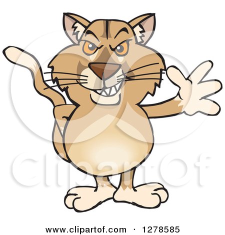 Clipart of a Puma Cougar Waving - Royalty Free Vector Illustration by Dennis Holmes Designs