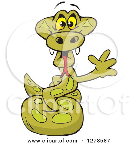 Clipart of a Happy Python Snake Waving - Royalty Free Vector Illustration by Dennis Holmes Designs