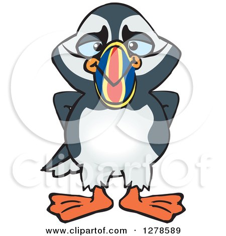 Clipart of a Happy Puffin Bird - Royalty Free Vector Illustration by Dennis Holmes Designs