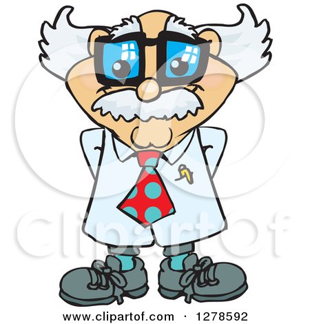 Clipart of a Happy White Male Senior Scientist Professor - Royalty Free Vector Illustration by Dennis Holmes Designs