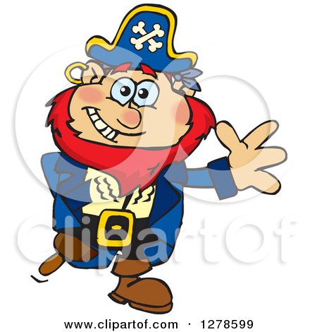Clipart of a Happy Red Haired Male Pirate Waving - Royalty Free Vector Illustration by Dennis Holmes Designs