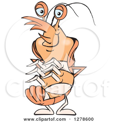 Clipart of a Happy Shrimp Prawn - Royalty Free Vector Illustration by Dennis Holmes Designs