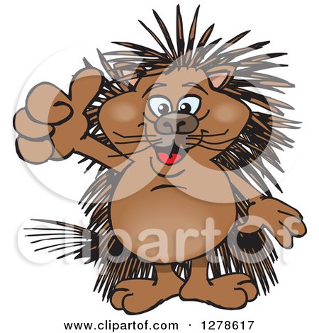 Clipart of a Happy Porcupine Holding a Thumb up - Royalty Free Vector Illustration by Dennis Holmes Designs