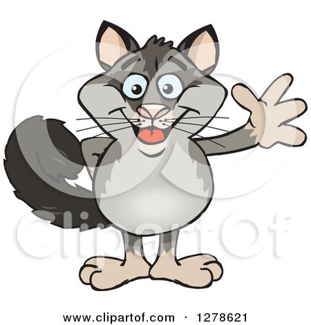 Clipart of a Happy Possum Waving - Royalty Free Vector Illustration by Dennis Holmes Designs