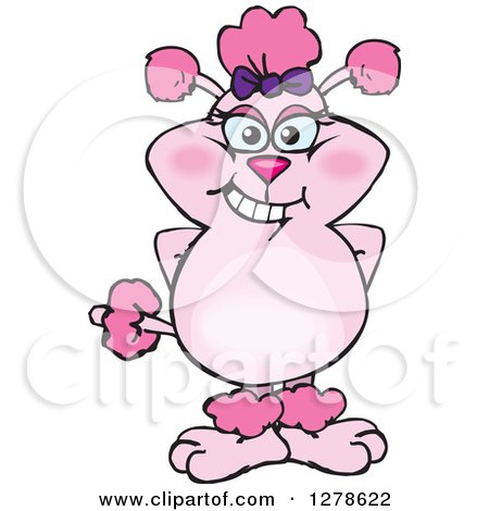Clipart of a Happy Pink Poodle Dog Standing - Royalty Free Vector Illustration by Dennis Holmes Designs