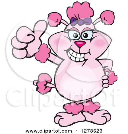 Clipart of a Happy Pink Poodle Dog Holding a Thumb up - Royalty Free Vector Illustration by Dennis Holmes Designs