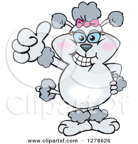 Clipart of a Happy Poodle Dog Holding a Thumb up - Royalty Free Vector Illustration by Dennis Holmes Designs