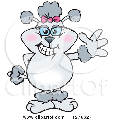Clipart of a Happy Poodle Dog Waving - Royalty Free Vector Illustration by Dennis Holmes Designs