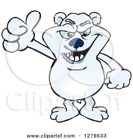 Clipart of a Polar Bear Holding a Thumb up - Royalty Free Vector Illustration by Dennis Holmes Designs