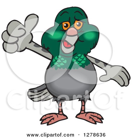 Clipart of a Happy Pigeon Giving a Thumb up - Royalty Free Vector Illustration by Dennis Holmes Designs