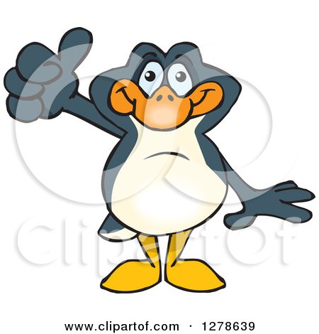 Clipart of a Happy Penguin Holding a Thumb up - Royalty Free Vector Illustration by Dennis Holmes Designs