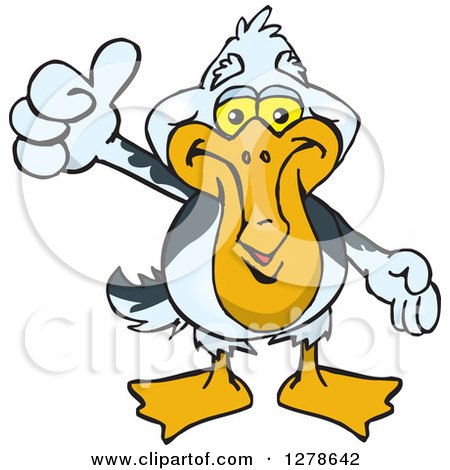 Clipart of a Happy Pelican Holding a Thumb up - Royalty Free Vector Illustration by Dennis Holmes Designs