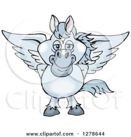 Clipart of a Happy Gray Pegasus Horse - Royalty Free Vector Illustration by Dennis Holmes Designs