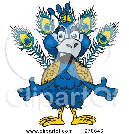 Clipart of a Welcoming Peacock - Royalty Free Vector Illustration by Dennis Holmes Designs