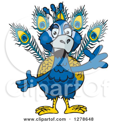 Clipart of a Waving Peacock - Royalty Free Vector Illustration by Dennis Holmes Designs