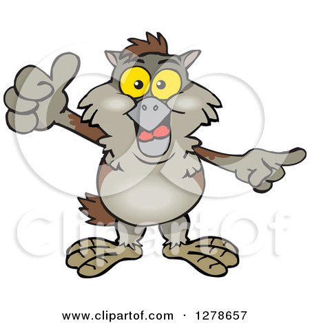Clipart of a Happy Owl Holding a Thumb up - Royalty Free Vector Illustration by Dennis Holmes Designs