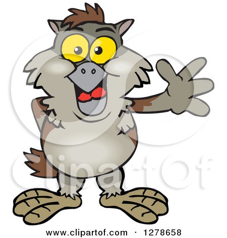 Clipart of a Happy Owl Waving - Royalty Free Vector Illustration by Dennis Holmes Designs