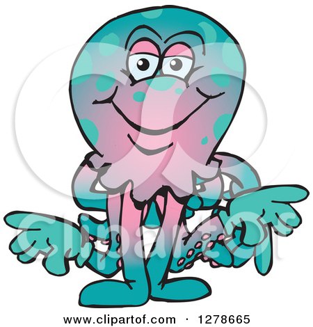 Clipart of a Happy Octopus - Royalty Free Vector Illustration by Dennis Holmes Designs