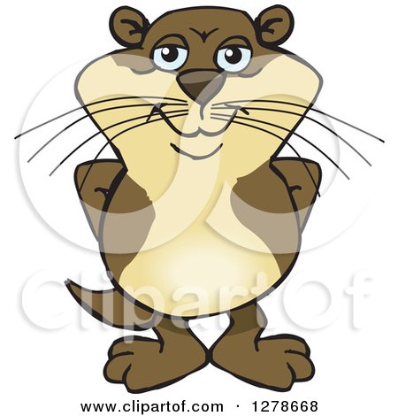 Clipart of a Happy Otter Standing - Royalty Free Vector Illustration by Dennis Holmes Designs