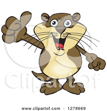 Clipart of a Happy Otter Holding a Thumb up - Royalty Free Vector Illustration by Dennis Holmes Designs