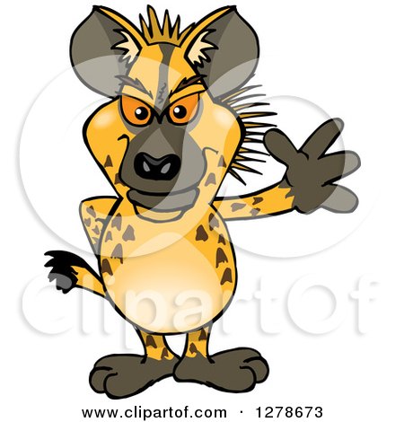 Clipart of a Hyena Standing and Waving - Royalty Free Vector Illustration by Dennis Holmes Designs