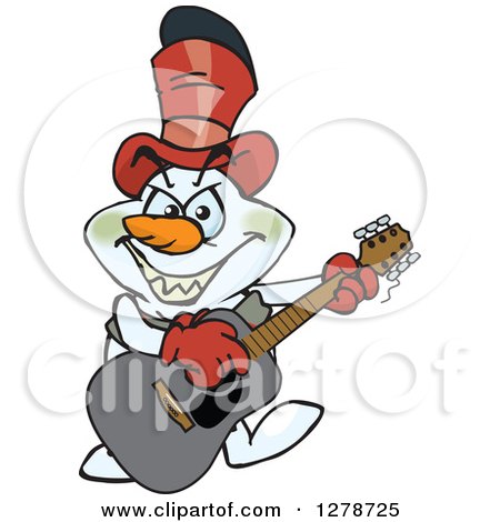 Clipart of an Evil Snowman Playing an Acoustic Guitar - Royalty Free Vector Illustration by Dennis Holmes Designs