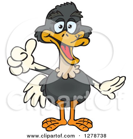Clipart of a Happy Ostrich Holding a Thumb up - Royalty Free Vector Illustration by Dennis Holmes Designs