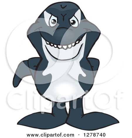 Clipart of a Happy Orca Killer Whale Standing - Royalty Free Vector Illustration by Dennis Holmes Designs
