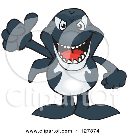 Clipart of a Happy Orca Killer Whale Holding a Thumb up - Royalty Free Vector Illustration by Dennis Holmes Designs